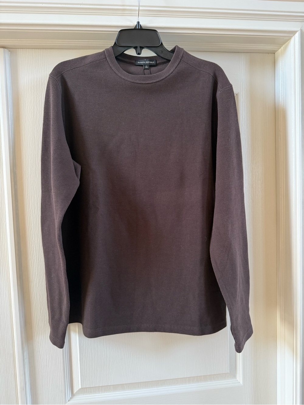 Banana Republic Men's Textured Double Knit Crew Pullover, Brown, Size Medium